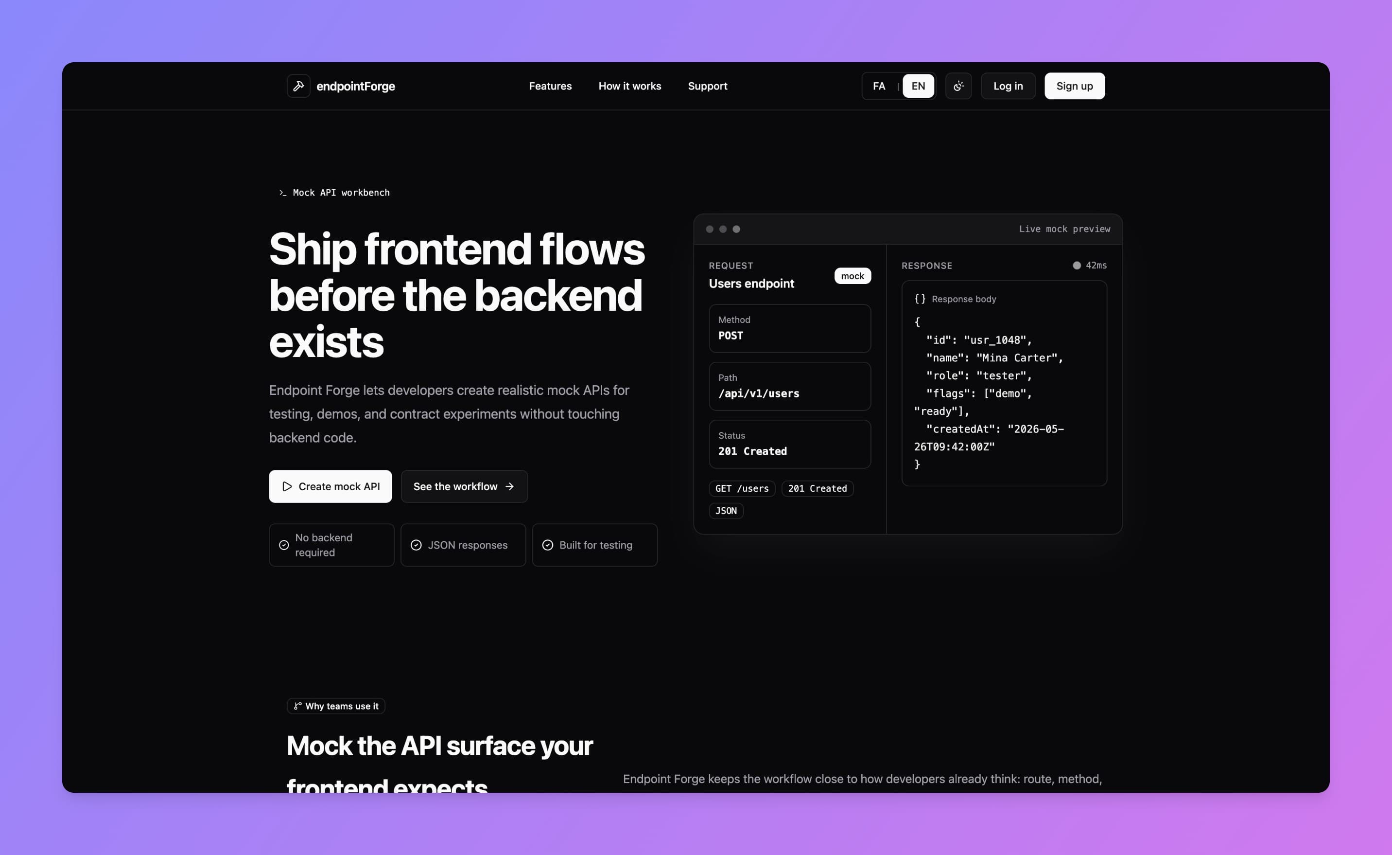 Endpoint Forge landing page